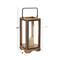Natural Brown Mango Wood Traditional Candle Holder Lantern, 22" x 8" x 8"